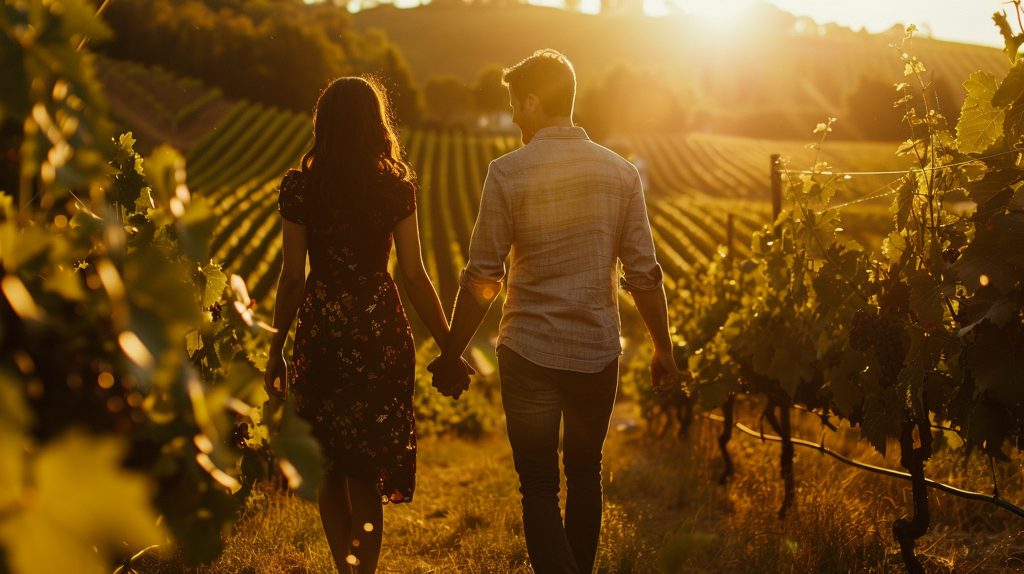 cata entre viñedos en pareja